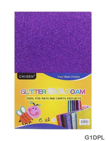 MG Traders Glitter Paper & Foam Sheet Glitter Foam Sheet (G1Dpl) W/S A4 D Purple 10Pc