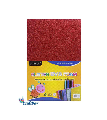 Glitter Foam Sheet (G1R) W/S A4 Red 10Pc  (Pack of 2)