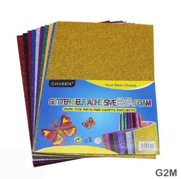 MG Traders Glitter Paper & Foam Sheet Glitter Foam Sheet (G2M) Sticker A4 Multi 10Pc