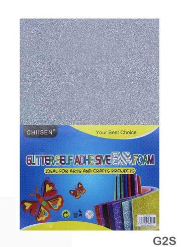Glitter Foam Sheet (G2S) Sticker A4 Silver 10Pc