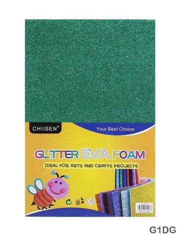 Glitter Foam Sheet W/S A4 D Green 10Pc