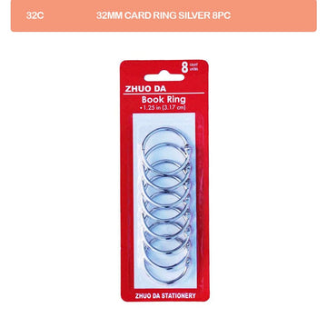 32Mm Card Ring Silver 8Pc (32C)  (Pack of 4)
