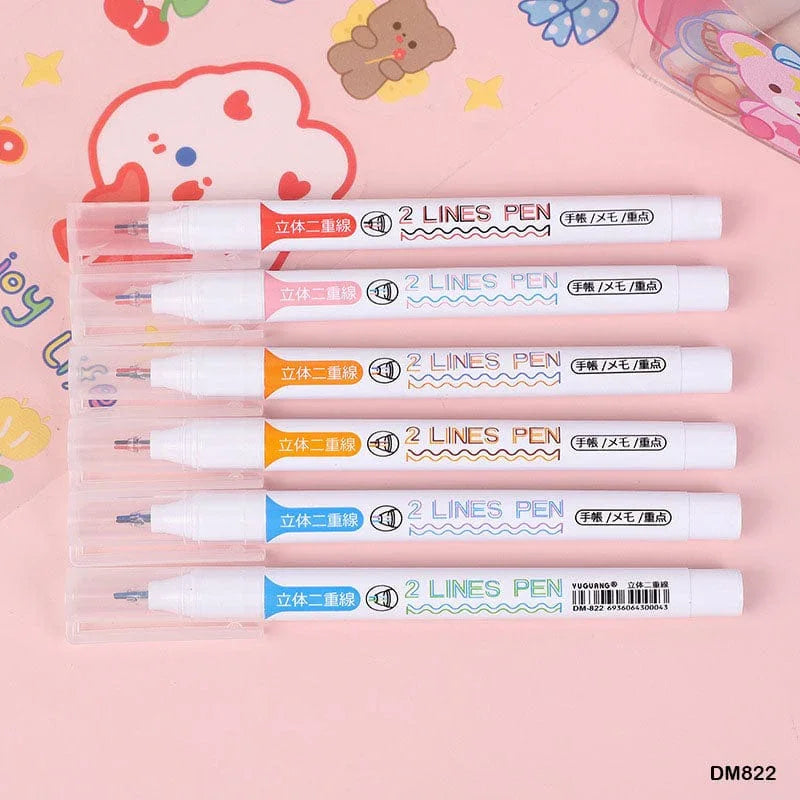 MG Traders Marker Dm822 2 Line Color Pen 6 Color 0.5Mm