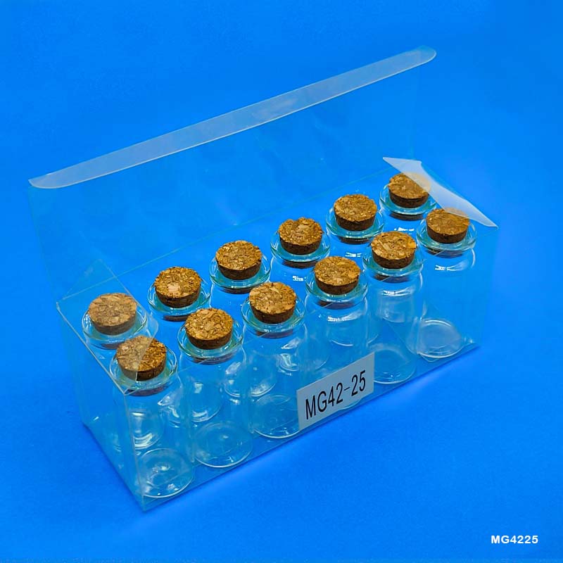 MG Traders Pack Glass Messages Bottle Mg42-25 Message Bottle 12Pcs 22X50Mm  (Contain 1 Unit)