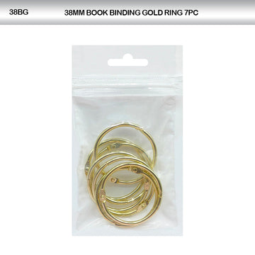 MG Traders Pack Jewellery 38Mm Book Binding Gold Ring 7Pc (38Bg)  (Contain 1 Unit)