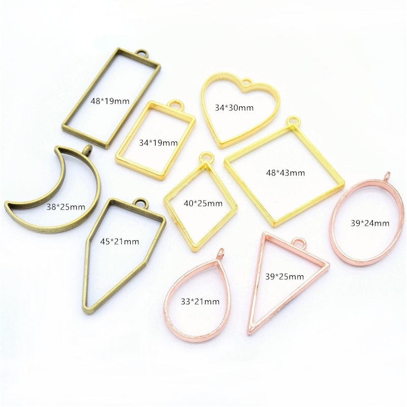 MG Traders Pack Jewellery Bezels Mix Shape Set 10Pc Gold (Gsmg)  (Contain 1 Unit)