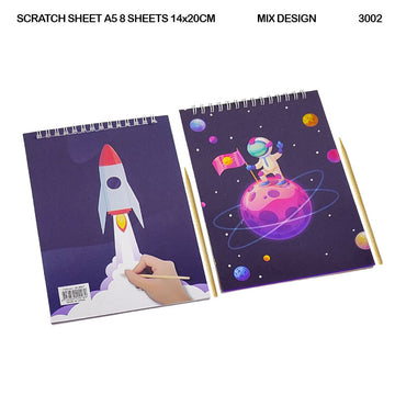 MG Traders Pack Kids Books 3002 Scratch Sheet Spiral A5 8 Sheets 14X20Cm  (Contain 1 Unit)