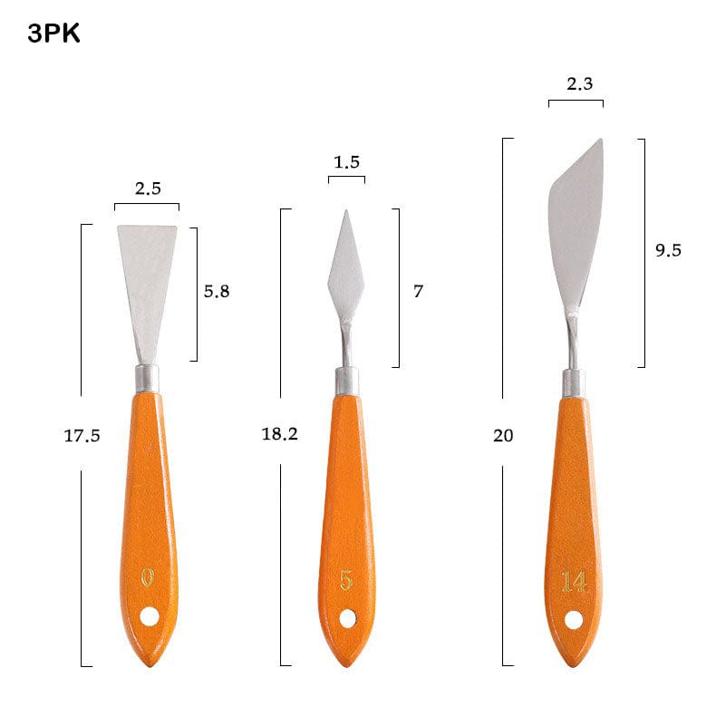 MG Traders Pack Knife & Cutter 3Pk 3Pc Metal Painting Knife Wooden Handle  (Contain 1 Unit)