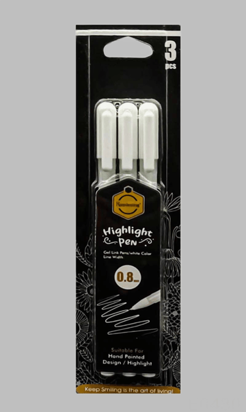 MG Traders Pack Mandala & Art Pens E0430 3Pcs Highlights Pen White 0.8Mm  (Contain 1 Unit)