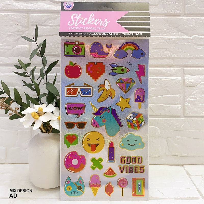 MG Traders Pack Stickers Ad Shiny Metallic Journaling Sticker  (Contain 1 Unit)