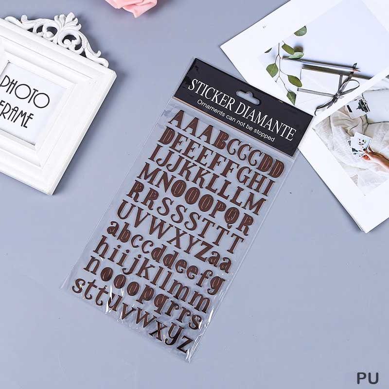 MG Traders Pack Stickers Diamante Metallic Journaling Sticker Pu Letter  (Contain 1 Unit)