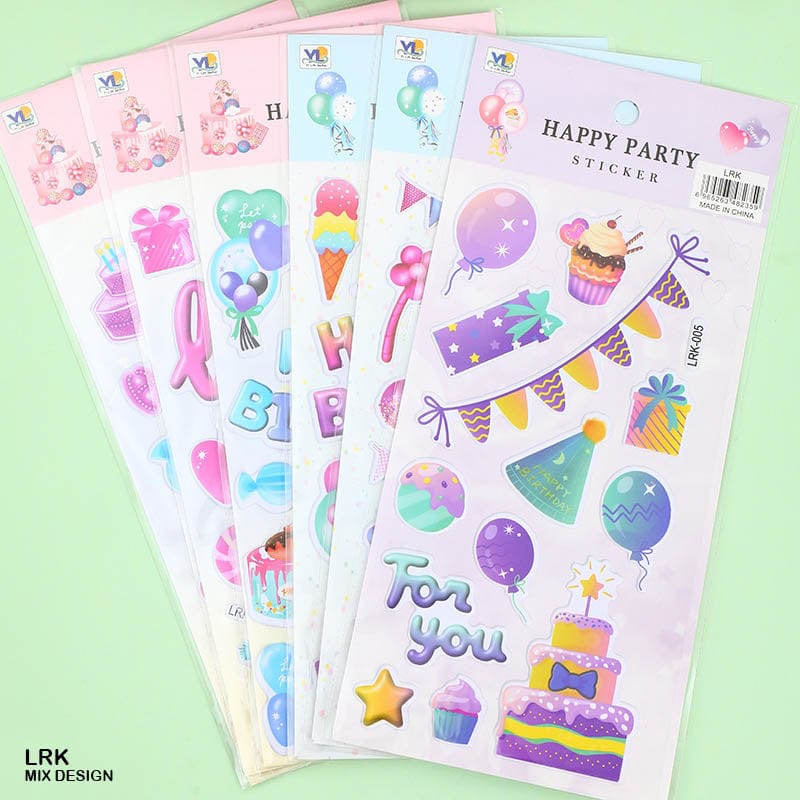 MG Traders Pack Stickers Lrk Happy Party Journaling Sticker  (Contain 1 Unit)