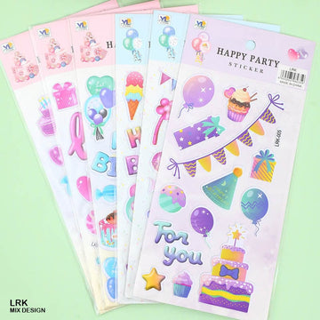 MG Traders Pack Stickers Lrk Happy Party Journaling Sticker  (Contain 1 Unit)