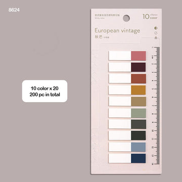 8624 Sticky Notes 10 Color 11X44Mm European Vintage  (Contain 1 Unit)