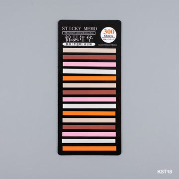 Kst18 Sticky Note Stripe Plastic 300 Sheet Matte  (Contain 1 Unit)