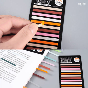 Kst18 Sticky Note Stripe Plastic 300 Sheet Matte  (Contain 1 Unit)