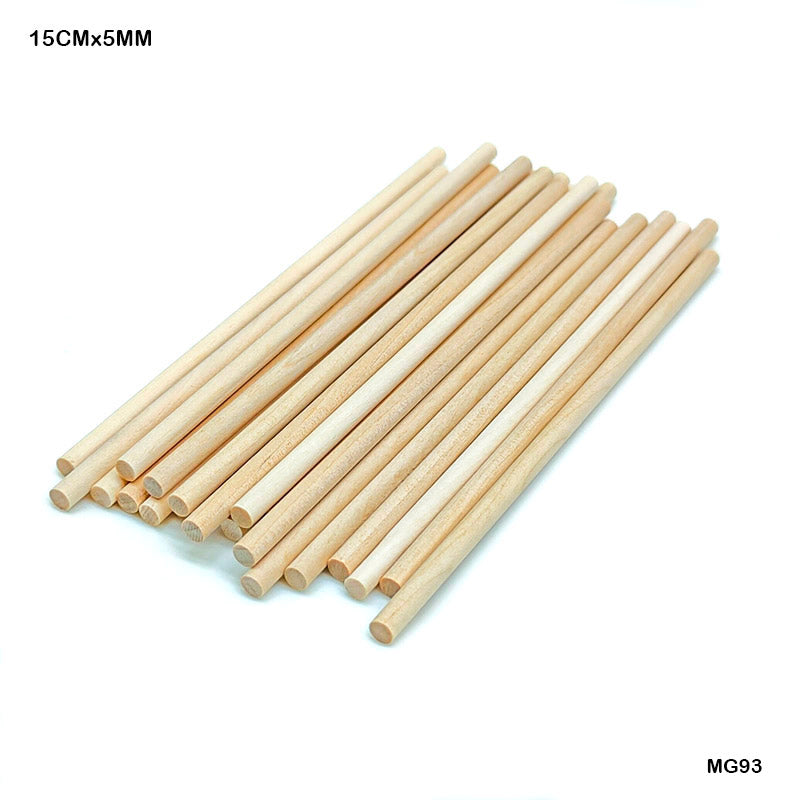 MG Traders Pack Wooden Stick Wood Round 20 Stick Plain 15Cmx5Mm (Mg93)  (Contain 1 Unit)