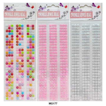 MG Traders Pearl & Diamond Stickers Twinkle Jewel 3 Stripe Journaling Sticker Mg17-7  (Pack of 6)