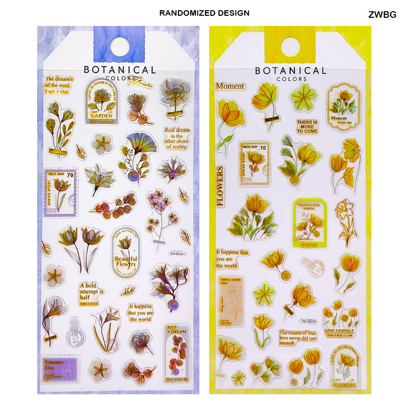 MG Traders Pearl & Diamond Stickers Zwbg Botanical Colors Journaling Journaling Sticker  (Pack of 4)