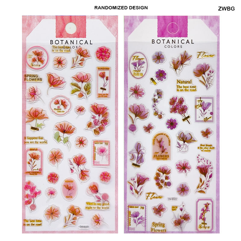 MG Traders Pearl & Diamond Stickers Zwbg Botanical Colors Journaling Journaling Sticker  (Pack of 4)