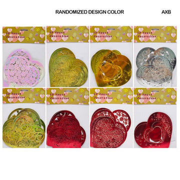 Axb 3D Heart Decoration Metallic Journaling Sticker 12 Heart  (Pack of 4)