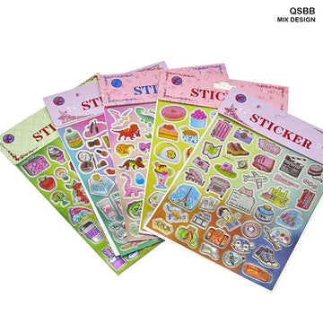 Qsbb Metalic Kids Journaling Sticker Big  (Pack of 6)