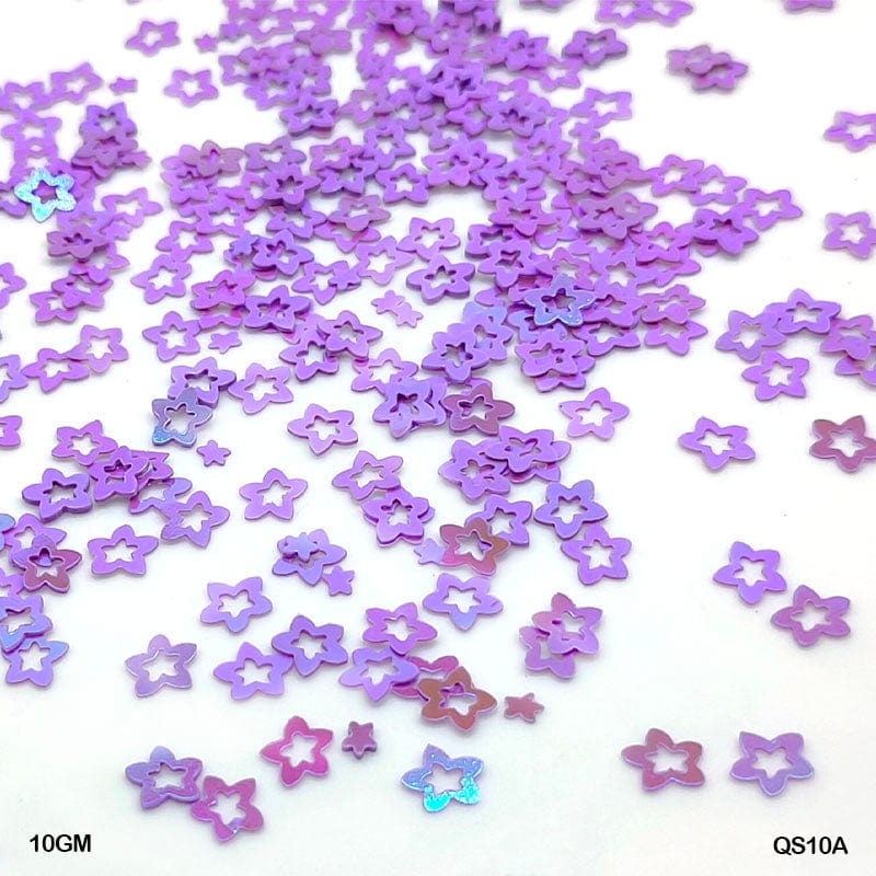 MG Traders Sequin Qs10A Star Flower 7Mm Purple 10Gm Sequins