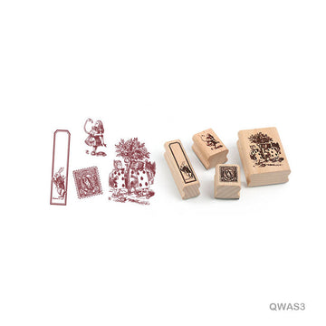 Qwas3 Quartet Wooden Antique Stamp 4Pc