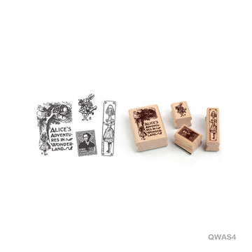 MG Traders Stamps Ink Pad & Block Qwas4 Quartet Wooden Antique Stamp 4Pc