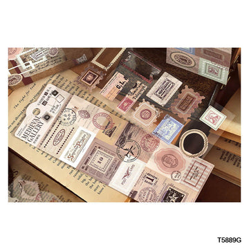 T5889G Vintage Stamp Border Deco Sticker 2 Sheets