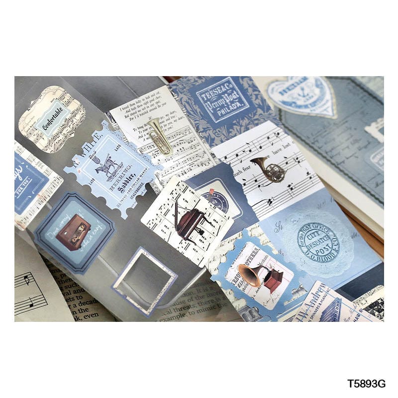 MG Traders Stickers T5893G Vintage Stamp Border Deco Sticker 2 Sheets