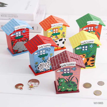 MG Traders Toys & Kits Wooden House Money Bank (Whmb)  (Pack of 3)
