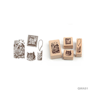 MG Traders Wooden Stamps Qwas1 Quartet Wooden Antique Stamp 4Pc