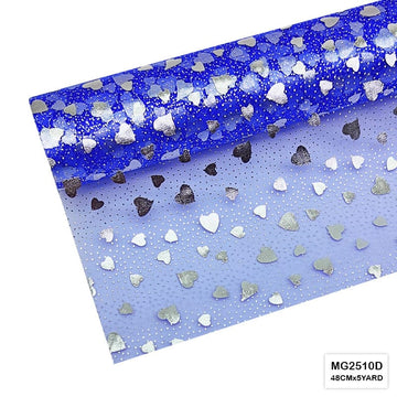 MG Traders Wrapping Papers Mg2510D Silver Mixed Heart Net Roll
