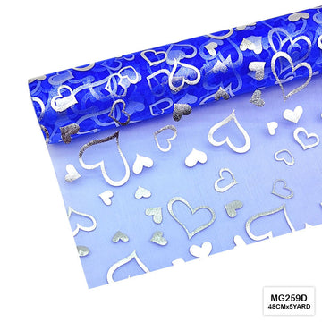 MG Traders Wrapping Papers Mg259D Silver Heart Net Roll 48Cmx5Yard