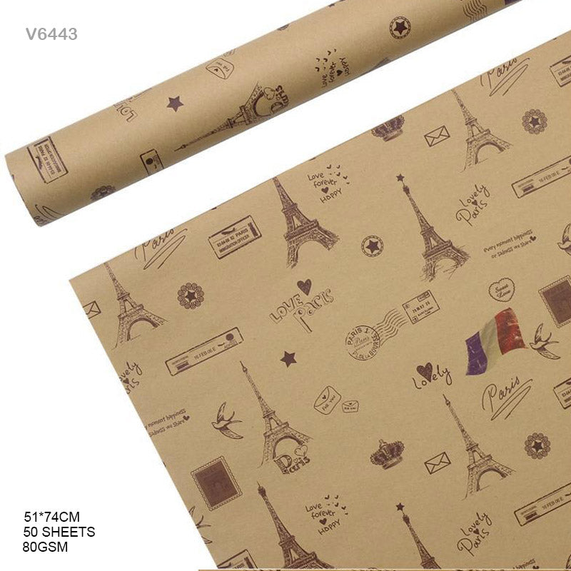 MG Traders Wrapping Papers Packing Paper Vintage Style V6443 51*74Cm 50 Sheets