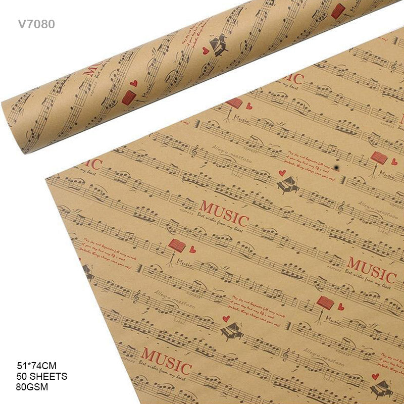 MG Traders Wrapping Papers Packing Paper Vintage Style V7080 51*74Cm 50 Sheets