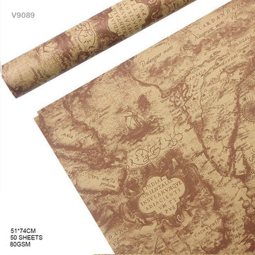 MG Traders Wrapping Papers Packing Paper Vintage Style V9089 51*74Cm 50 Sheets