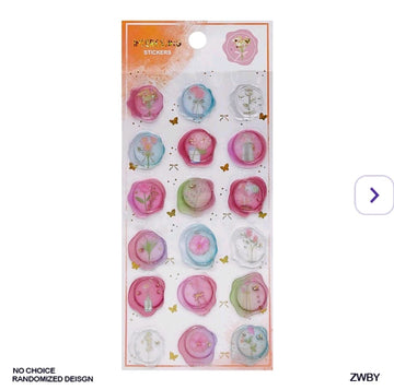 Pastel Wax Stamp Style Craft Stickers - 18 Assorted Colors (Contain 1 Unit)