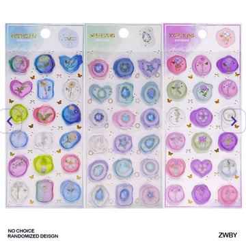 Pastel Wax Stamp Style Craft Stickers - 18 Assorted Colors (Contain 1 Unit)