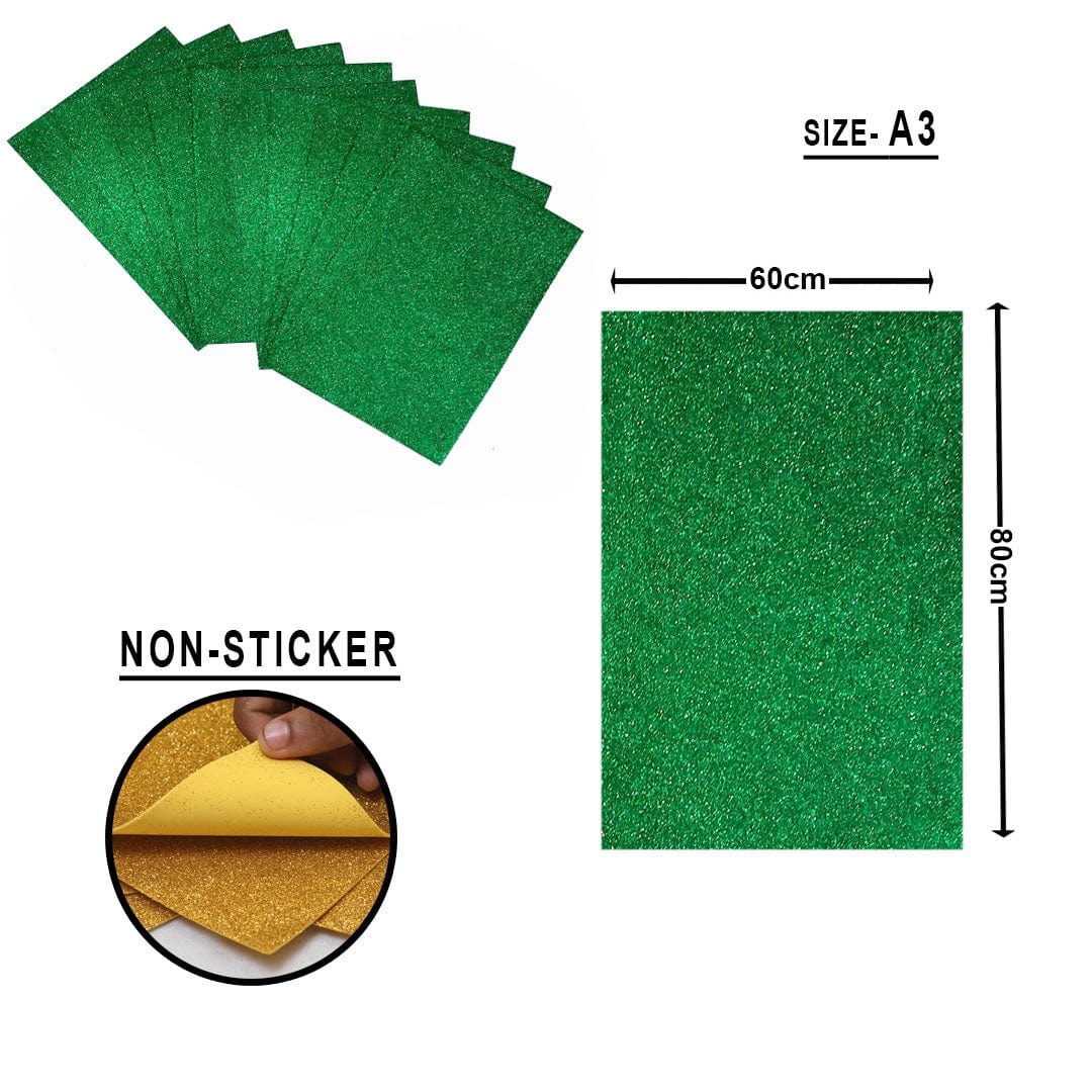 A3 Glitter Card - Green| Large Sheet of Bright Green Glitter Card |  Decorative A3 glitter covered card