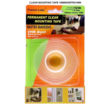 Transparent Mounting Tape - Strong Adhesive for Secure and Invisible Mounting, 18mm x 5m x 1mm