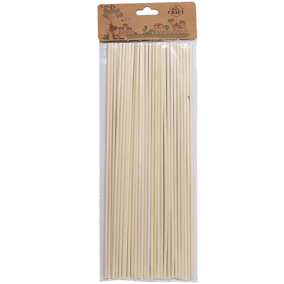 Aadya Crafts Natural Plain Round Wooden Sticks Size 30 Cm Long x 15 mm  Thick 4 Pcs Set RAW3159