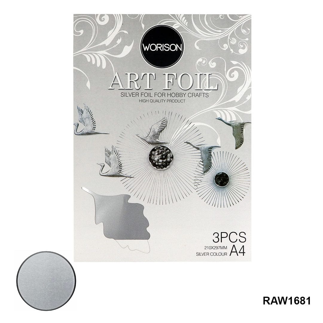 JAGS Gilding Silver Foil Paper (Pack of 25 Sheets) (6x6 Inch)