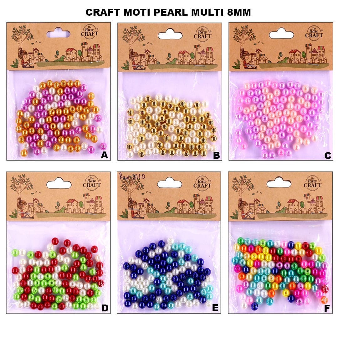 Ravrai Craft - Mumbai Branch Arts & Crafts Craft Moti Pearl Multi-Colour 8mm: Assorted Decorative Pearls for Creative Projects