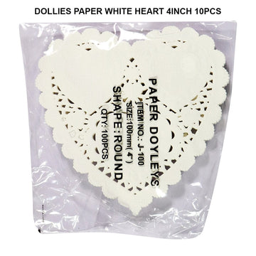Doilies Paper White Heart 4Inch 100Pcs