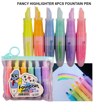 Fancy Highlighter Fountain Pens 6Pcs
