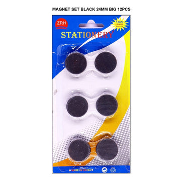 Premium Black Magnet Set - Large Size (24mm) - 12pcs (Raw-3232 874964b)
