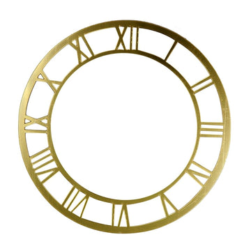 Golden Roman Clock Acrylic Cutout - 10-Inch Decorative Timepiece of Elegance