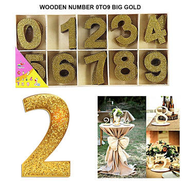 Wooden Number 0To9 Big Gold 40Pcw09Gd Raw4044Gd